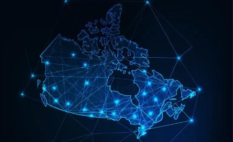 Map of Canada, illustrating a connected national network